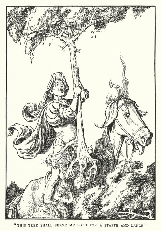 "Ez a fa pálcának és lándzsának is szolgál majd" (litho) alkotó: William Heath Robinson