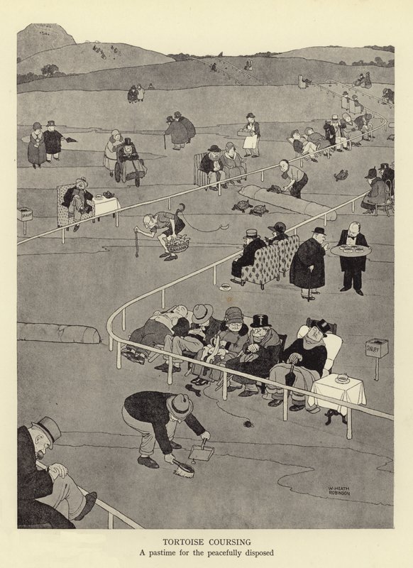 Teknős futás, a békés kedvűek időtöltése alkotó: William Heath Robinson