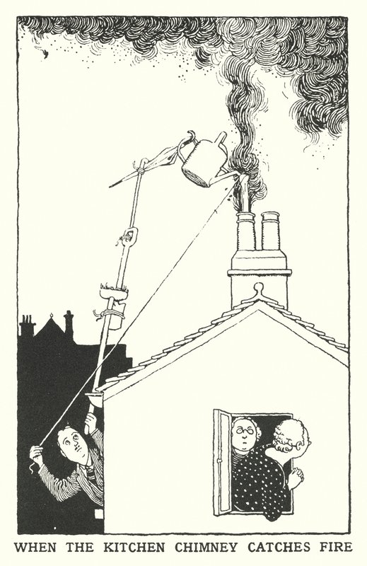 Amikor kigyullad a konyhakémény (litho) alkotó: William Heath Robinson