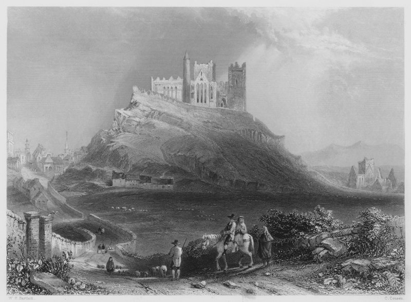 Cashel megközelítése északról (metszet) alkotó: William Henry (after) Bartlett