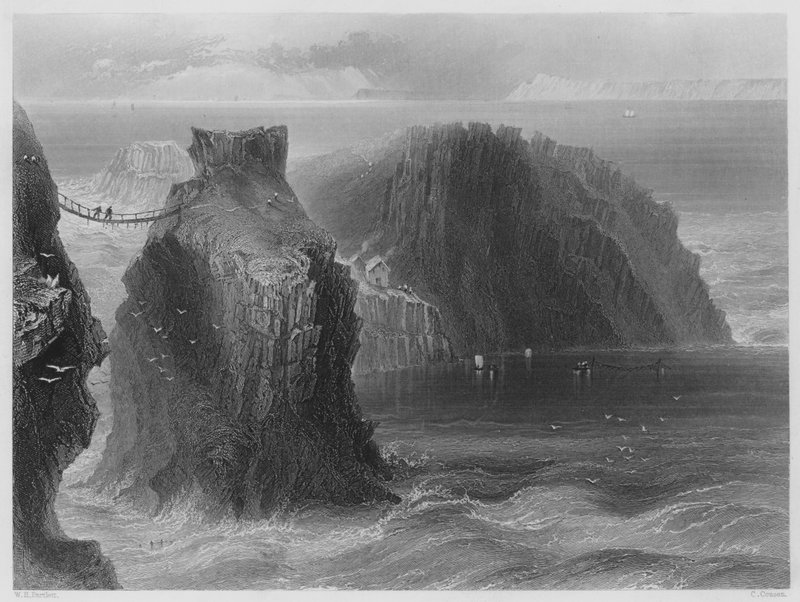 Carrick a Rede, Antrim megye (metszet) alkotó: William Henry (after) Bartlett