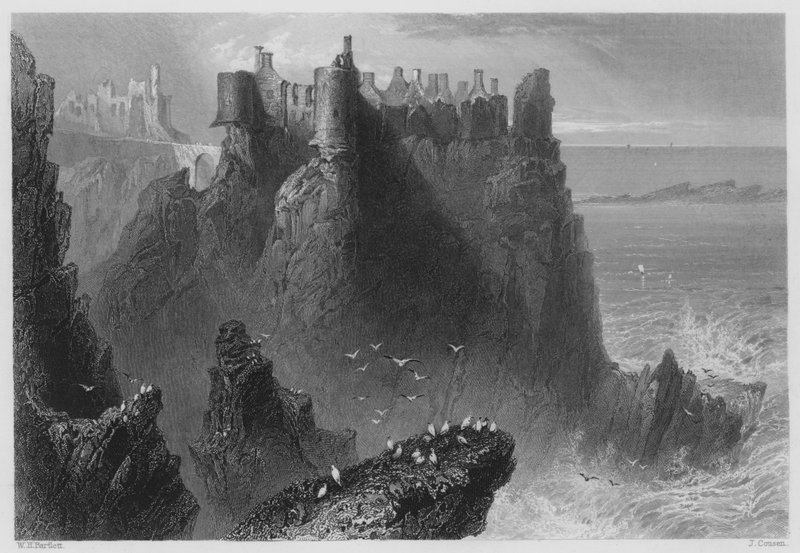 Dunluce kastély (metszet) alkotó: William Henry (after) Bartlett