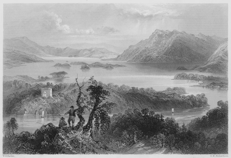 Hazlewood és Lough Gill, Sligo (metszet) alkotó: William Henry (after) Bartlett