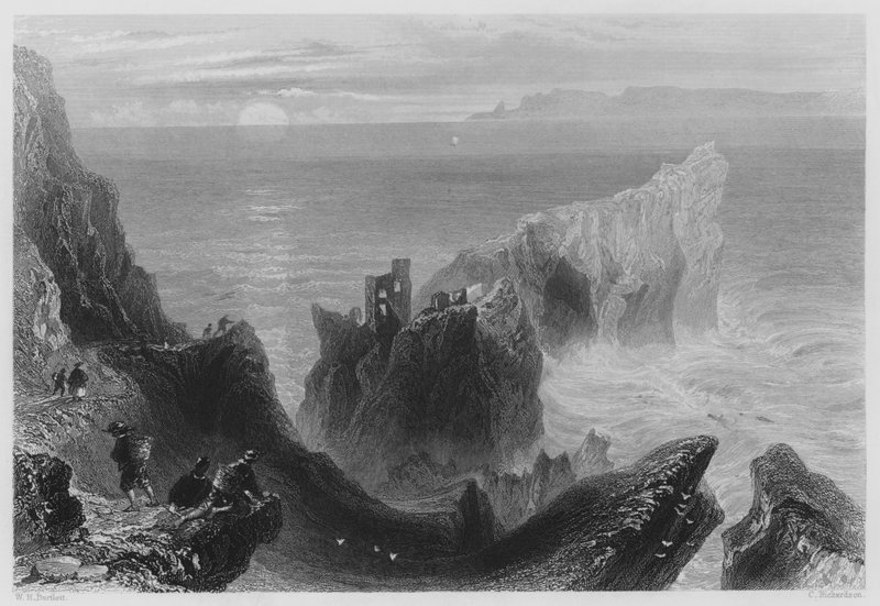 Kenbane kastély, Antrim megye (metszet) alkotó: William Henry (after) Bartlett