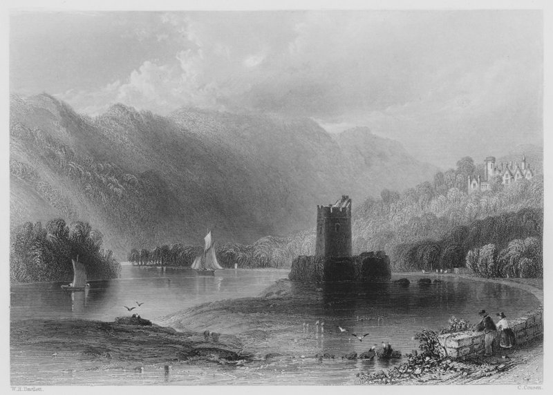 Narrow Water Castle, Newry River (metszet) alkotó: William Henry (after) Bartlett