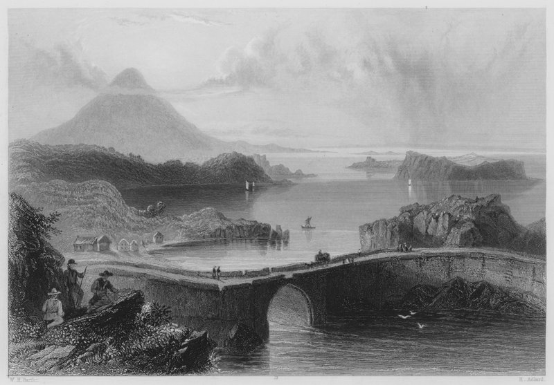 Pontonhíd, Lough Conn (metszet) alkotó: William Henry (after) Bartlett