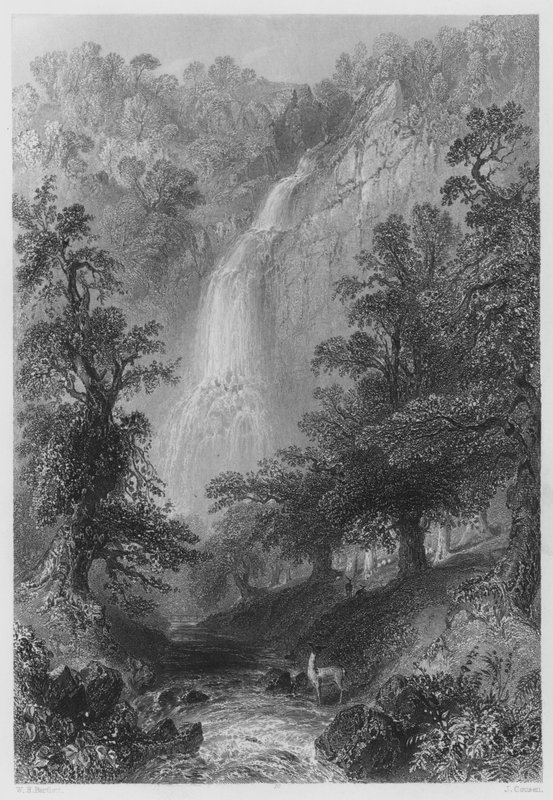 Powerscourt Fall (metszet) alkotó: William Henry (after) Bartlett
