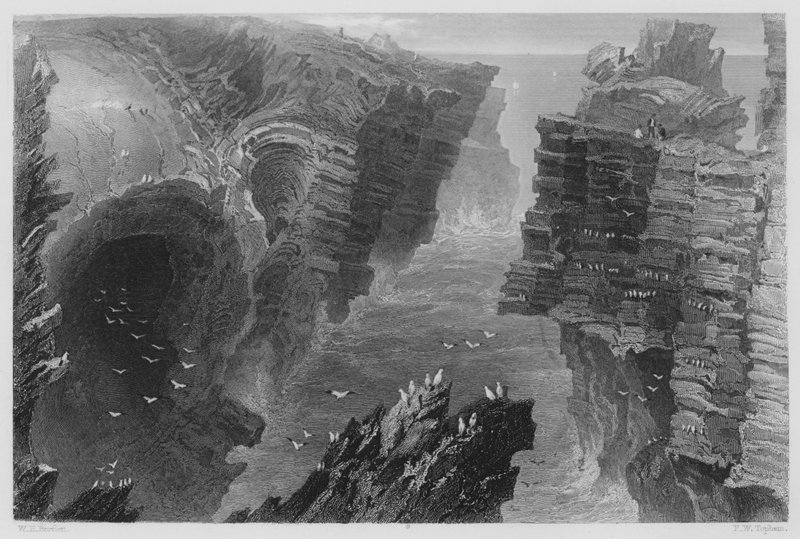 Puffing Hole, Kilkee közelében (metszet) alkotó: William Henry (after) Bartlett