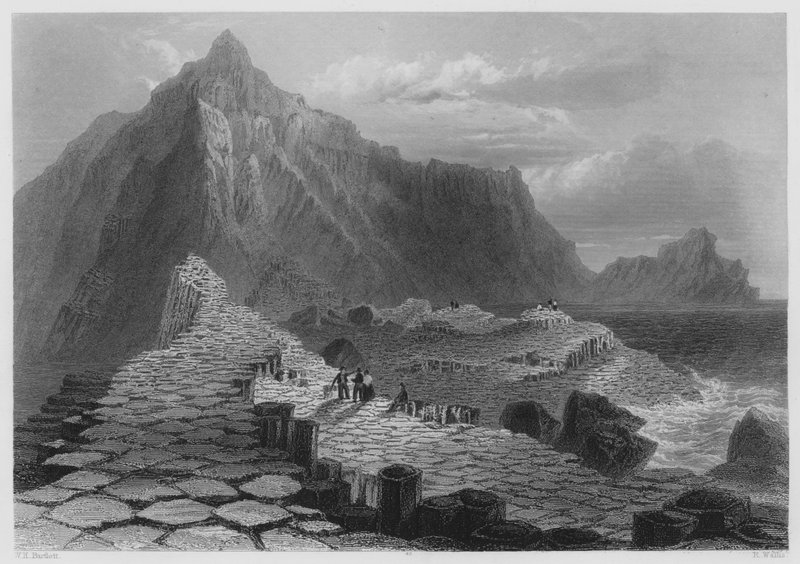 Jelenet a Giants Causeway-n, Antrim megye (metszet) alkotó: William Henry (after) Bartlett