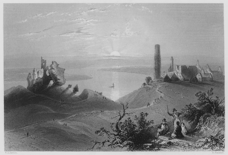 Clonmacnoise hét temploma a Shannonon (metszet) alkotó: William Henry (after) Bartlett