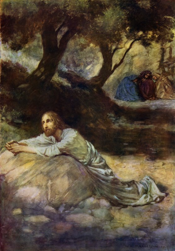 A Gecsemáné kertje (színes litó) alkotó: William Henry (after) Margetson