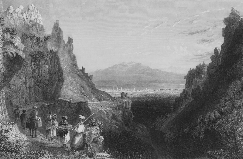 Antiochia, az ókori Anathoth megközelítése Aleppó felől alkotó: William Henry Bartlett