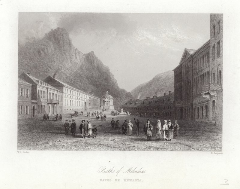 Mehadia fürdői alkotó: William Henry Bartlett
