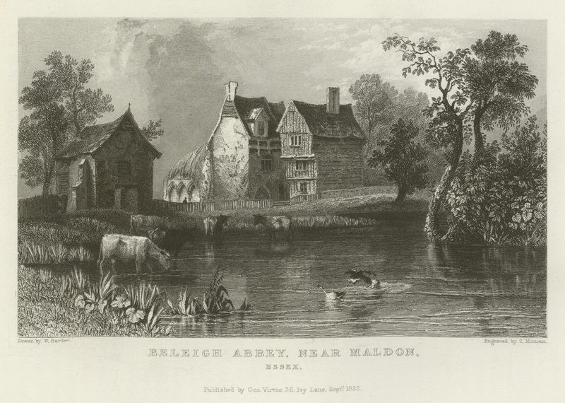 Beleigh Abbey, Maldon mellett, Essex alkotó: William Henry Bartlett