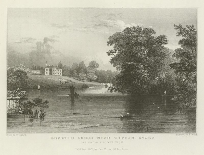 Braxted Lodge, Witham közelében, Essex államban, P Ducane székhelye, Esquire alkotó: William Henry Bartlett