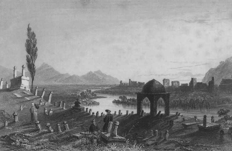 Antiochia temetője és falai, az ókori Anathoth, keletre nézve Aleppó felé alkotó: William Henry Bartlett