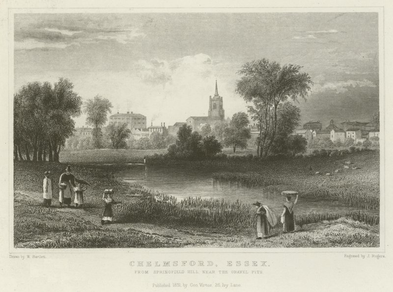 Chelmsford, Essex, Springfield Hillből, a Gravel Pits közelében alkotó: William Henry Bartlett