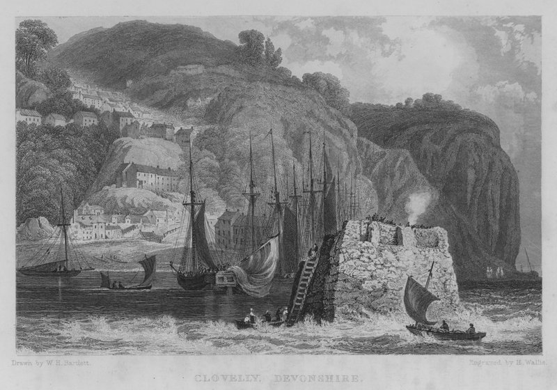 Clovelly, Devonshire (metszet) alkotó: William Henry Bartlett