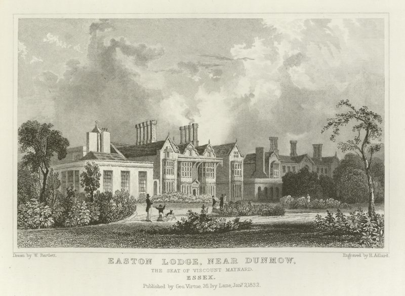 Easton Lodge, Great Dunmow közelében, Maynard vikomt székhelye, Essex alkotó: William Henry Bartlett