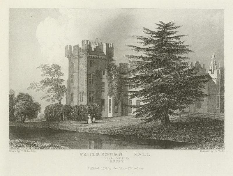 Faulkbourne Hall, Witham közelében, Essexben alkotó: William Henry Bartlett