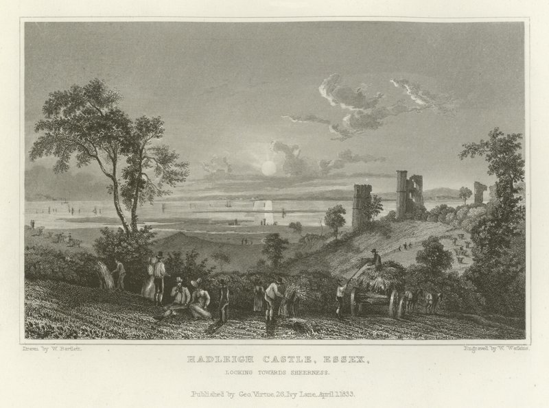 Hadleigh kastély, Essex, Sheerness felé néz alkotó: William Henry Bartlett