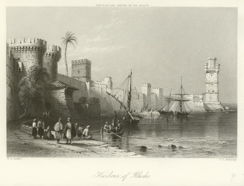 Harbour of Rhodes  alkotó: William Henry Bartlett