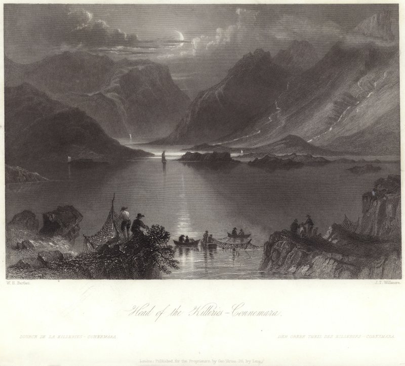 A Killeries feje, Connemara alkotó: William Henry Bartlett