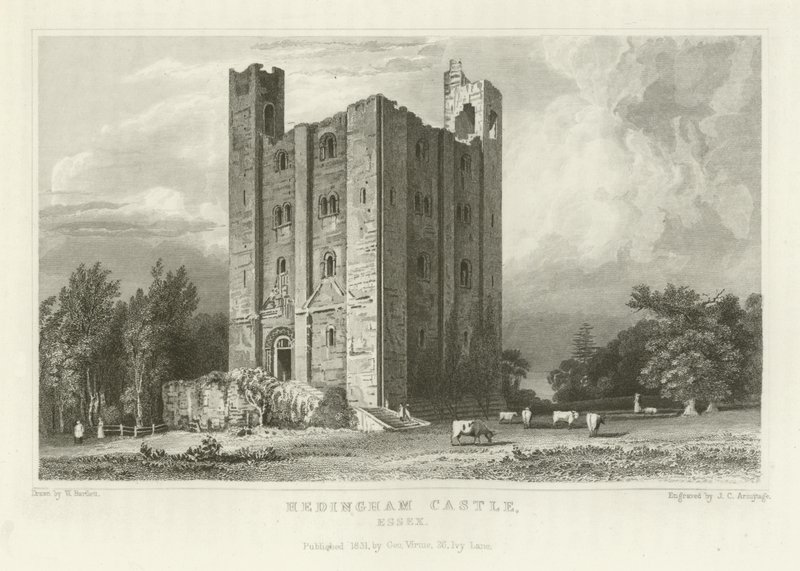 Hedingham kastély, Essex alkotó: William Henry Bartlett