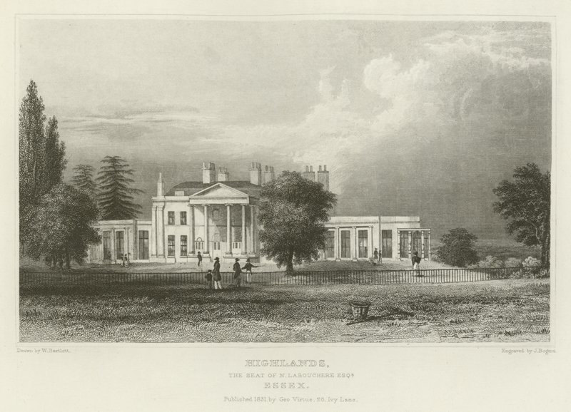 Highlands, N Labouchere székhelye, Esquire, Essex alkotó: William Henry Bartlett