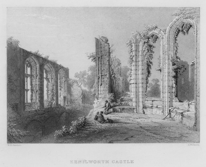 Kenilworth kastély (metszet) alkotó: William Henry Bartlett