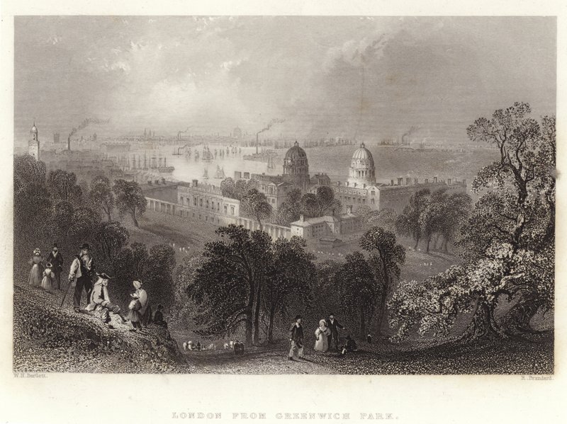 London a Greenwich Parkból alkotó: William Henry Bartlett