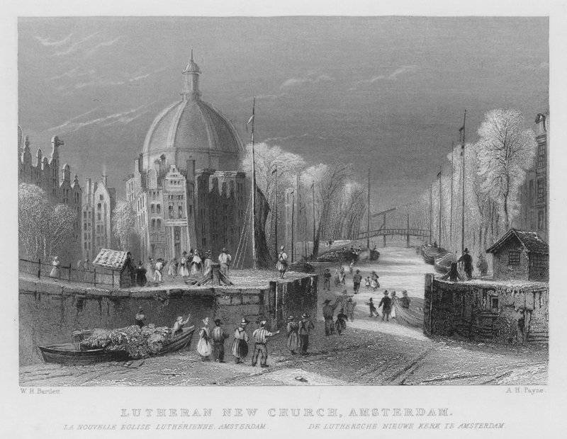 Lutheran New Church, Amszterdam (metszet) alkotó: William Henry Bartlett