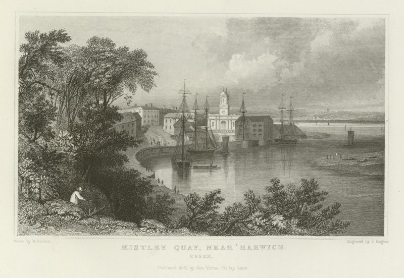 Mistley Quay, Harwich mellett, Essex alkotó: William Henry Bartlett