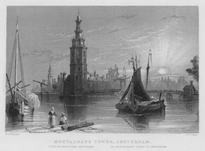 Montalbans Tower, Amszterdam (metszet) alkotó: William Henry Bartlett