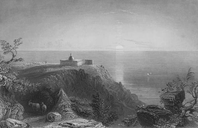 A Kármel-hegy, a tenger felé nézve alkotó: William Henry Bartlett