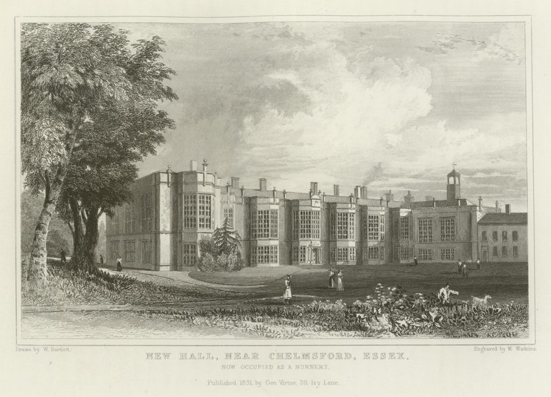 New Hall, Chelmsford közelében, Essex államban, jelenleg kolostorként működik alkotó: William Henry Bartlett