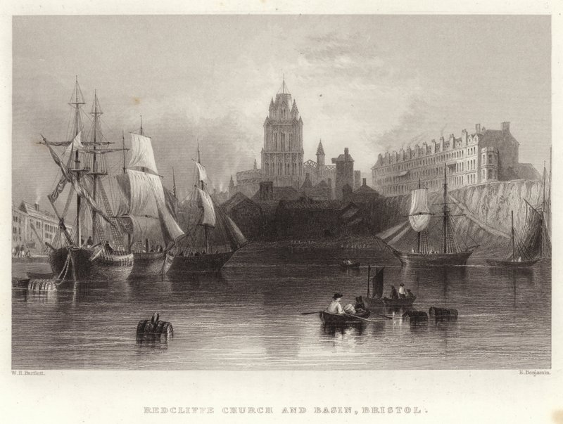 Redcliffe templom és medence, Bristol alkotó: William Henry Bartlett