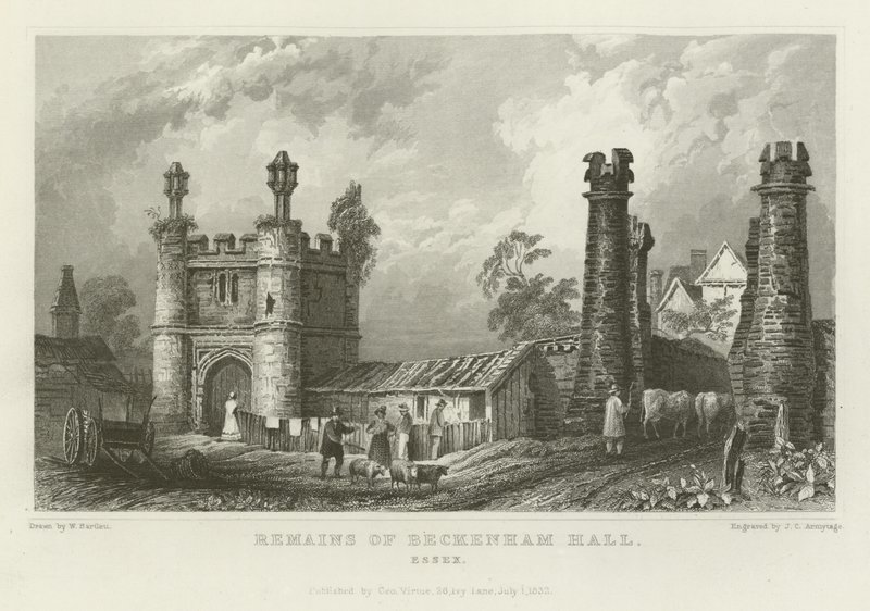Beckenham Hall maradványai, Essex alkotó: William Henry Bartlett
