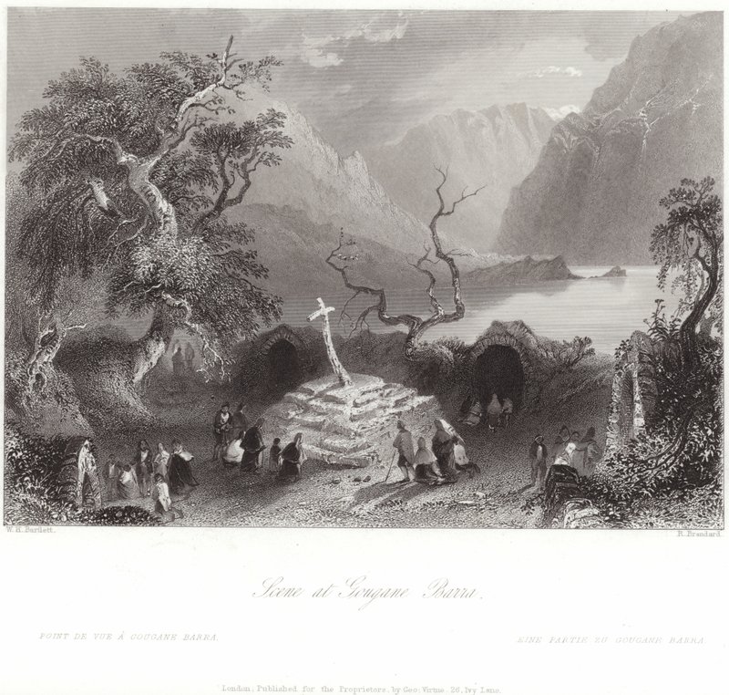 Jelenet a Gougane Barrában, Cork megyében alkotó: William Henry Bartlett