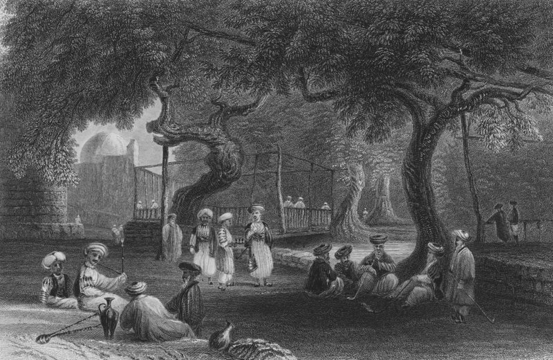 Scheich háza, Zebdane-ban, a Pharparon alkotó: William Henry Bartlett