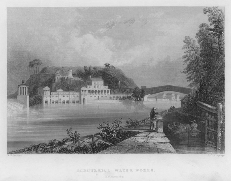 Schuylkill Water Works, Philadelphia (metszet) alkotó: William Henry Bartlett