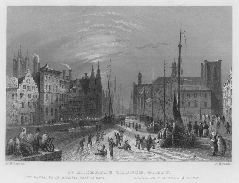 Szent Mihály-templom, Gent (metszet) alkotó: William Henry Bartlett