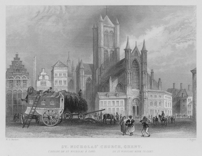 Szent Miklós-templom, Gent (metszet) alkotó: William Henry Bartlett