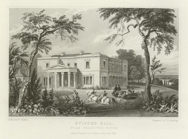 Stisted Hall, Braintree közelében, Essexben alkotó: William Henry Bartlett