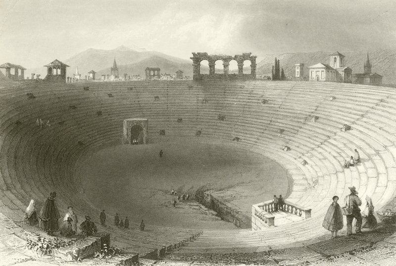 Amfiteátrum, Verona alkotó: William Henry Bartlett