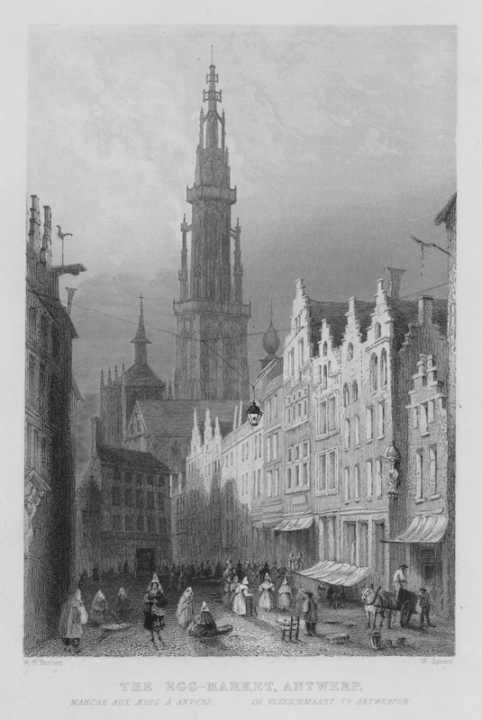 Tojáspiac, Antwerpen (metszet) alkotó: William Henry Bartlett