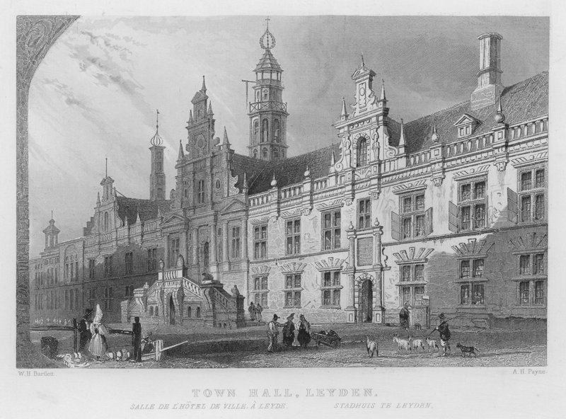 Városháza, Leyden (metszet) alkotó: William Henry Bartlett