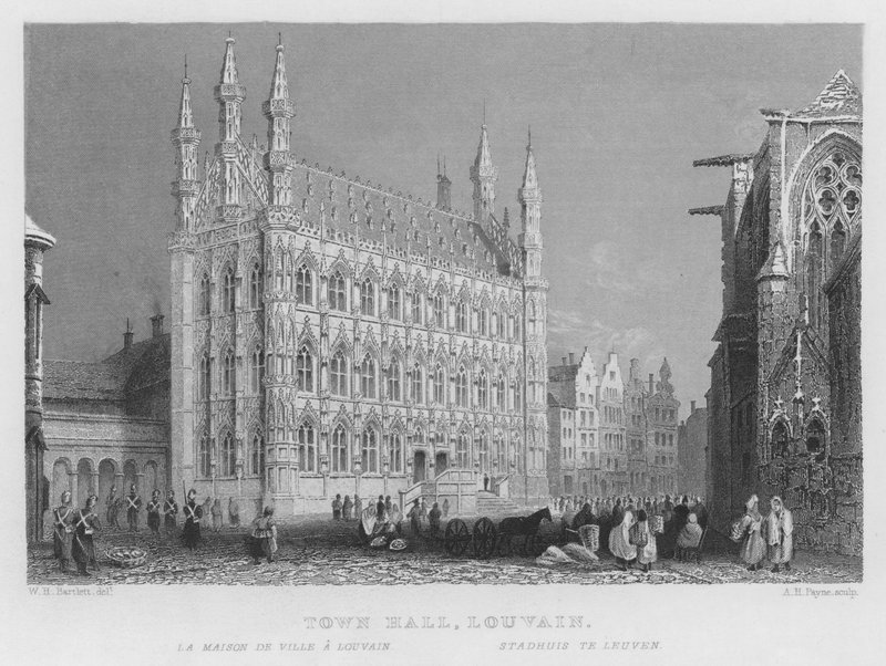 Városháza, Louvain (metszet) alkotó: William Henry Bartlett