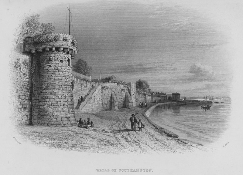 Southampton falai (metszet) alkotó: William Henry Bartlett