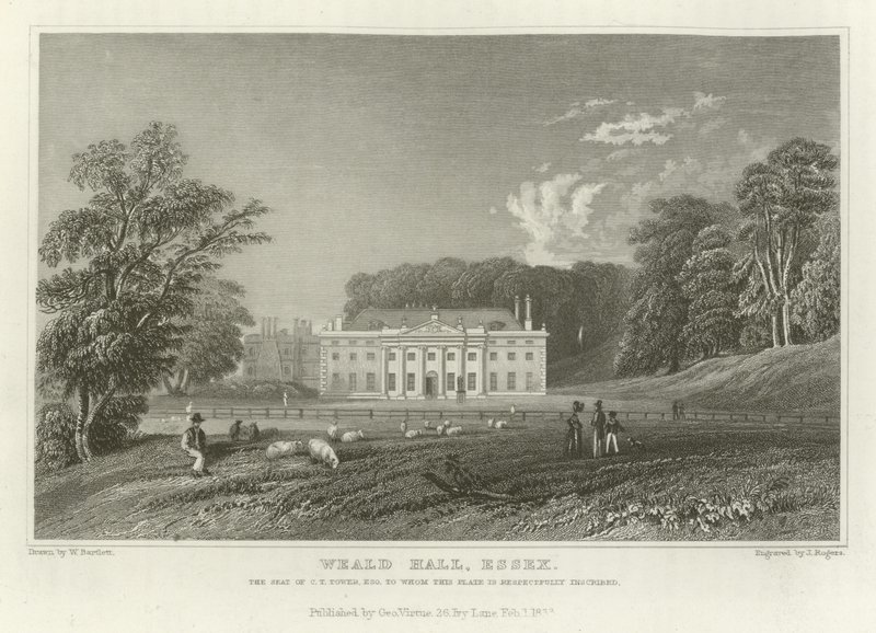 Weald Hall, Essex, C. T. Tower, Esquire székhelye alkotó: William Henry Bartlett